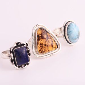 3 Sterling Silver Rings - (A87)